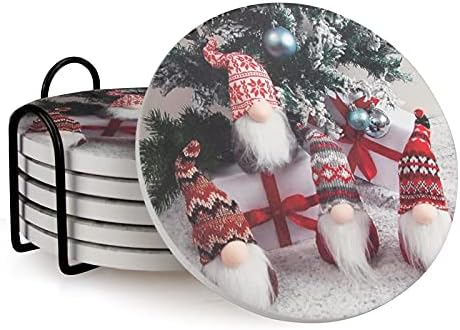 6 יחידות קרמיקה חג המולד תחתיות סופג תחתיות לשתות תחתיות עם מחזיק עגול מגניב תחתיות שולחן כוס רכבת מתנה