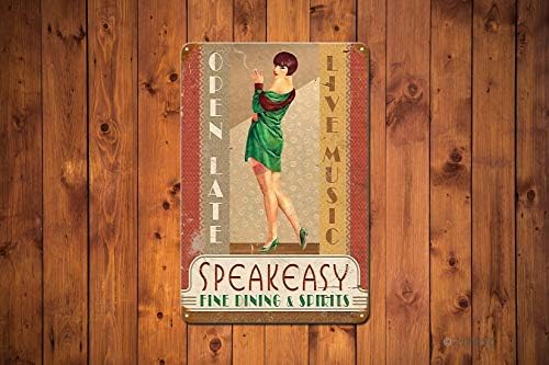 Zypeng Speakeasy Vintage Fin Sign שלט מתכת נערת רטרו קיר קיר פוסטר פוסטר בית המועדון בבר פאב קפה מוסך חנות