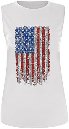 גופית טנק לנשים בכושר רופף בכושר אמריקאי חולצה ללא שרוולים חידוש גרפי 4 ביולי חולצות T פטריוטיות אפוד