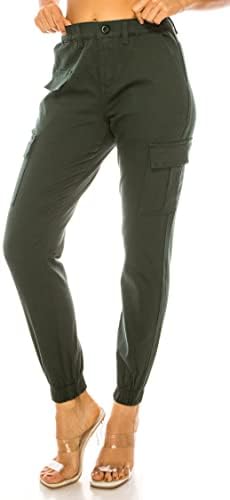 מכנסי ג'וג'ר עם המותניים הגבוהים של הג'ינס הכפול - מכנסי טרנינג מותניים מזדמנים של מכנסי טרנינג מחודדים
