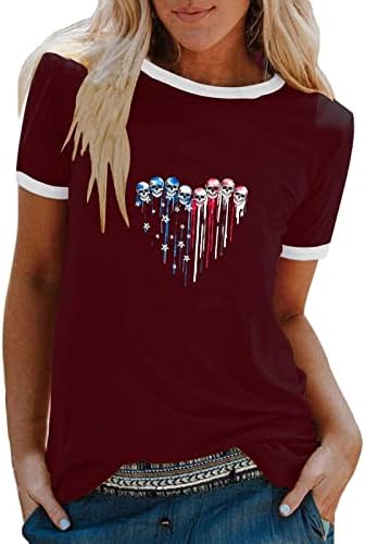 צמרות בגודל פלוס לנשים חולצות יום עצמאות אמריקאיות 4 ביולי עגול צוואר עגול חולצות שרוול קצר