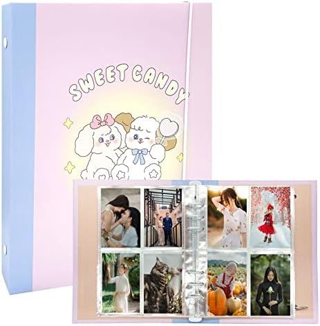 Qiuchenyh A5 קלסר אלבום Photocard עם 25 יחידות עמודים פנימיים 3 אינץ 'אלבום תמונות שרוולים