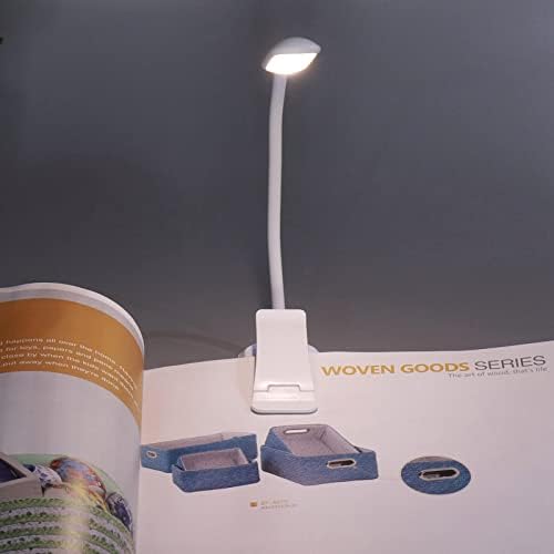 מנורת שולחן LED עם יציאת טעינה USB, מנורת שולחן כתיבה של קליפ LED, כוונון שלוש מפלס מיני אור לבן