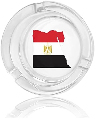 מצרים דגל מצרי דגל מצרי מפה מפה זכוכית מפטרות מגש אפר עגול מארז מחזיק אפר יפה לקישוט סיפון משרד ביתי