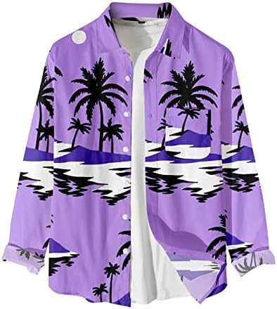 BMISEGM חולצות טי קיץ גברים גברים מודפסים חולצות מודפסות כפתור שרוול ארוך במורד חולצות חוף