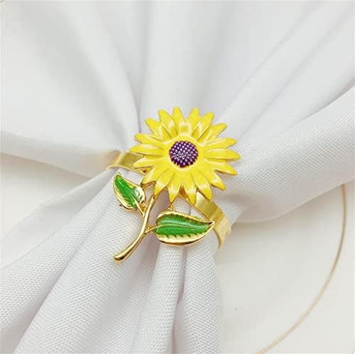 MJWDP 12 יחידות מפיות טבעת חמניות מפיות כפתור סגסוגת אבץ סגסוגת מפית טבעת טבעת טבעת חתונה קישוט (צבע: זהב, גודל