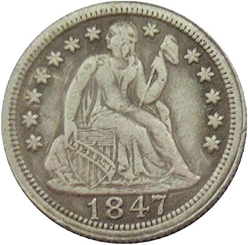 ארהב Naqi 10 סנט 1847 מטבעות זיכרון מועתקות מכסף מצופה כסף