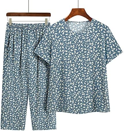 2 תלבושות של 2 חלקים לנשים בתוספת גודל קיץ קשיש רופף קשישים קצרים חולצה ומכנסיים מכנסיים מכנסיים סטונג 'תלבושות