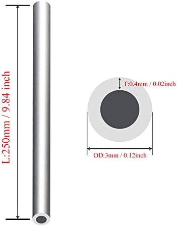 2 יחידות 304 צינור נירוסטה, 7 ממ /0.28 OD X עובי: 1 ממ /0.04 אינץ ', 250 ממ צינור מתכת עגול