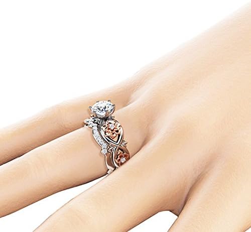 מזל טוב לנשים מדהימות 2 מחשב וינטג 'מעורבות טבעת נישואין סט פרח לוטוס רוז רוז זהב מצופה ציפוי טבעת פרחוני