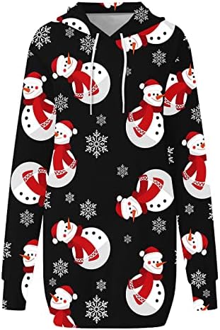 2022 הסווטשרט שמלה לנשים מכוער החג שמח סוודר שמלת פתית שלג ארוך סוודר רופף חג המולד סווטשירט שמלה
