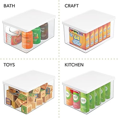 עיצוב פלסטיק מזווה אחסון תיבת מיכל עם מכסה מובנה ידיות-ארגון עבור קמח, דגנים, פסטה, אורז, או מזון