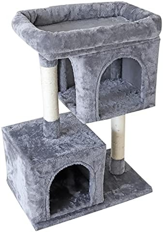 קונפוט 33& 34; חתול עץ לחתולים גדולים, חתול מגדל 2 מפנק קטיפה דירות סיסל הודעות חתול בית