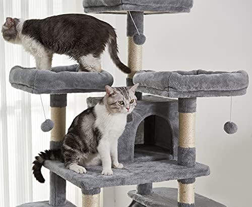 חתול עץ, 67 סנטימטרים רב-רמת חתול מגדל, חתול עץ עבור גדול חתול עם סיסל-מכוסה מגרד הודעות, מרופד פלטפורמה,