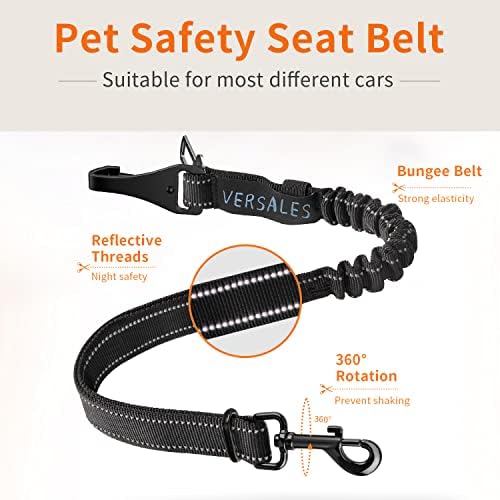 Versales חגורת בטיחות של כלב, קשירת חגורת בטיחות כלבים רב-תכליתית, חגורת בטיחות לרכב כלבים עם בטיחות