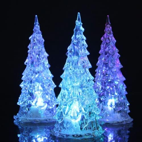 מנורת עץ חג המולד קסומה קסומה, 7 צבעים מחליפים אורות LED, 6.5 אינץ