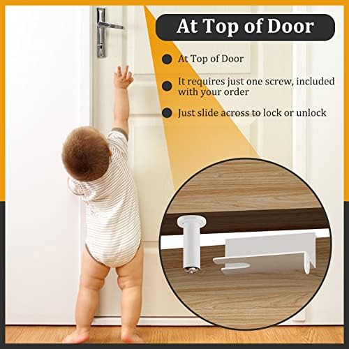 דלת בטיחות לילדים מנעול עליון, מנעולי דלת עליונים לתמיד לילדים בטיחות העשויה מתכת עמידה, מתכווננת תינוקת הוכחה