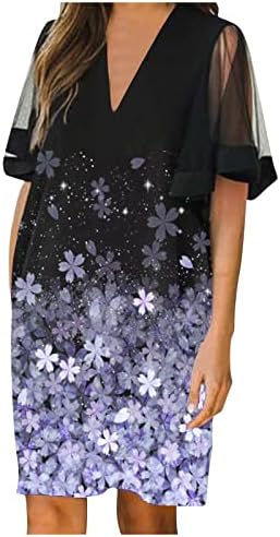 שמלת מקסי של Nokmopo Plus Size לנשים קיץ מזדמן רופף רופף V-RECT