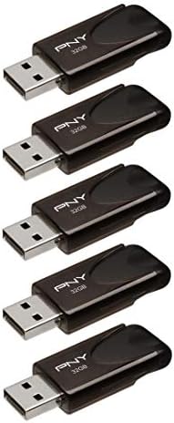 PNY 32GB נספח 4 USB 2.0 כונן פלאש 5-חבילה, שחור ומזוחד 16 ג'יגה-בייט 3 כונן פלאש USB 2.0, 5 חבילה