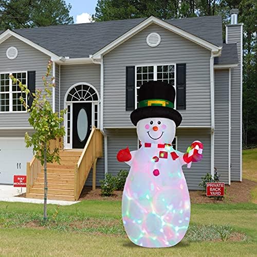 מתנות דקורטיביות מעודנות לחג המולד, איש שלג מתנפח בגודל 6 רגל עם כובע ג'נטלמן וקנדיקנה ביד אורות LED