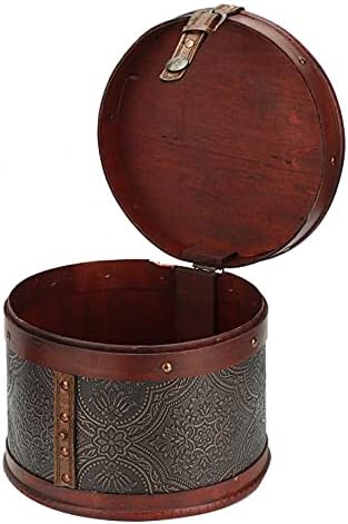Zzyinh an207 וינטג 'שולחן עבודה עגול עוגת תה מארגן מעץ קופסאות עץ תכשיטים תכשיטים תכשיטים מחזיק קופסאות מחזיק
