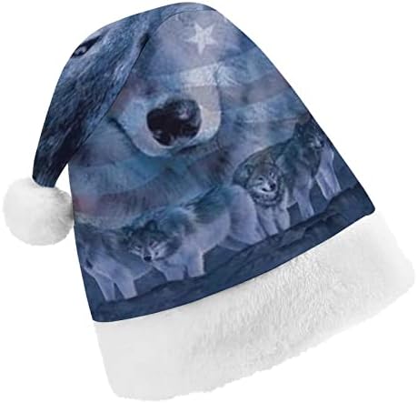 אמריקאי דגל זאבים חג המולד כובע רך קטיפה סנטה כובע מצחיק כפה עבור חג המולד לשנה חדשה חגיגי מפלגה