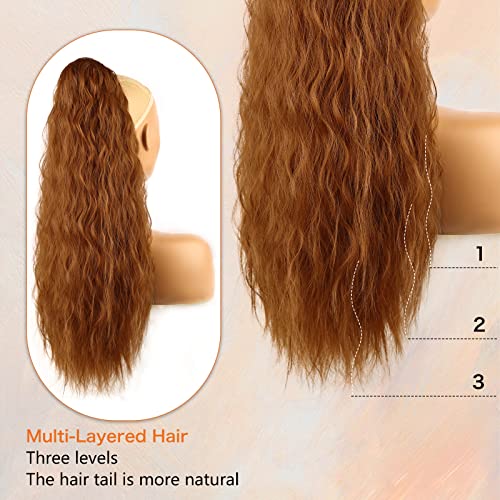 ארוך מתולתל שרוך קוקו הארכת עבור נשים סינטטי ארוך מתולתל גלי קליפ קוקו שיער הרחבות עבור יומי תמהיל 24