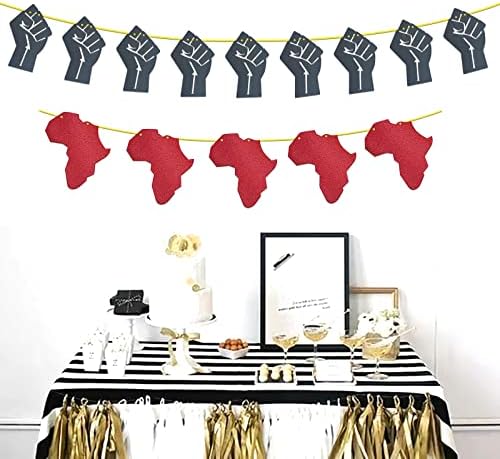 באנר אגרוף נצנצים שחור אדום נצנצים אפריקה מפות זרים, יוני -עשרה, חודש היסטוריה שחורה, נדרש DIY