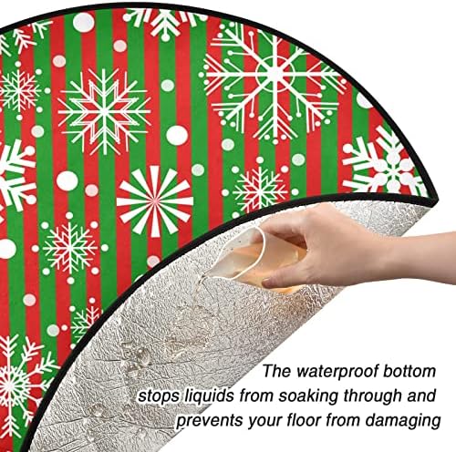 פתיתי שלג חורפים ייחודיים חג המולד חג המולד עץ מחצלת מחצלת חצאית אטומה למים, פסים אדומים וירוקים