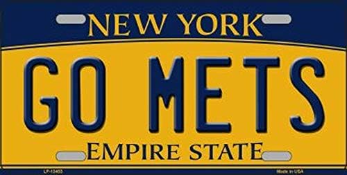 בלונדינית חכמה GO Mets חידוש שרשרת מפתח מתכת ושילוב לוחית רישוי - NY Mets