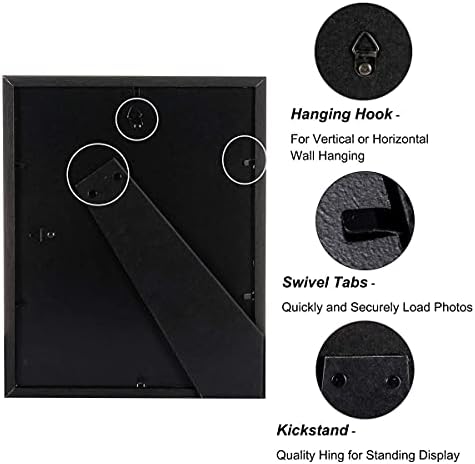מסגרת תמונה של 8x10 מסגרת 2 חבילה מסגרות צילום עץ שחור עם מסגרת נוף/דיוקן תמונת Poctrate Flexiglass
