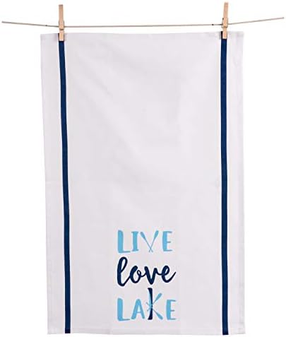 KAF בית מזווה Live Love Love Lake Seatche Shiele סט מגבת של 4, 100 אחוז כותנה, 18X28 אינץ '