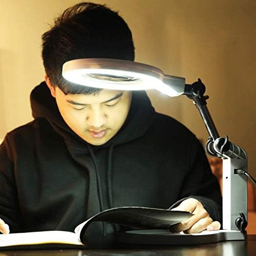 חגורה עם מקור אור עם זכוכית מגדלת אור בסיס מתקפל קריאה ישנה עם קנה מידה לתיקון ידני