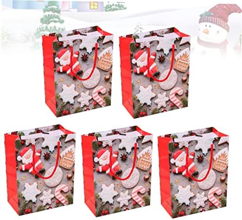 Bestonzon 15 שקיות יחידים מטפלים בקניות מודפסות בגודל קניות עם אחסון Claus Tote Santa Duty Candy Sty