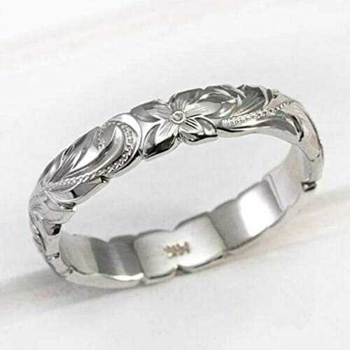 להקות חתונה של פרחים בעבודת יד לנשים, טבעת הצהרה חרוטת תכשיטים עיצוביים לנשים/בנות