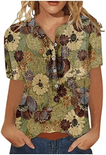 נשים בקיץ סתיו חולצה בגדי שרוול קצר כפתור צוואר צווארון במעלה חולצת חולצה טרקלין לנשים AZ AZ