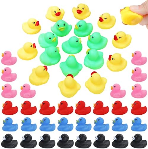 50 חבילות מיני גומי צבעוני ברווזים צפים וצעקו ברווזים צעצועים אמבטיה, למקלחת, יום הולדת, ציוד למסיבות,