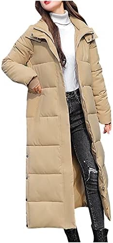 Shopessa נשים מתחת לברך מעיל חורף ברדס ארוך למטה מעיל דאפל אופנה מעיל מעיל מעיל עם חריץ כפתורים