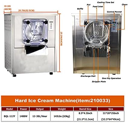 LGXENZHUO מכונת גלידה קשה מסחרית מכונת גלידה נירוסטה אוטומטית לחלוטין מכונת שולחן עבודה קטנה יצרנית גלידה ראש