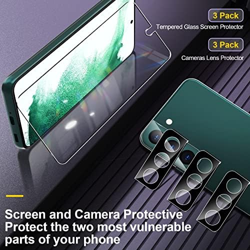 UYITON תואם למגן מסך S22 3+3 חבילה Samsung Galaxy S22 5G כיסוי מסך זכוכית מחוסמת ומגן עדשות מגן על בועות נטולת