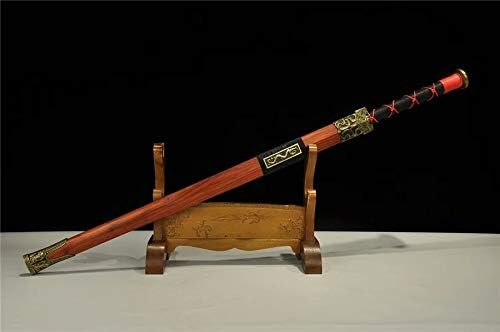חרבות SHZBZB בעבודת יד WUSHU SOWER SABER אדום חד דמשקוס להב פלדה סינית האן ג'יאן רדווד סנברד