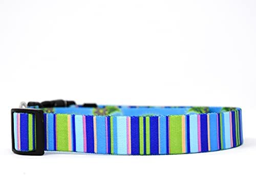 עיצוב כלבים צהוב פסים כחולים רצועת כלבים 1 רחבה ואורך 5 ', גדול