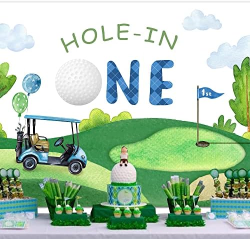גולף 1 יום הולדת שמח רקע 5 ווקס3 שעה חור באחד קריקטורה בצבעי מים ירוק דשא ספורט נושאים עבור תינוק מקלחת ילדים