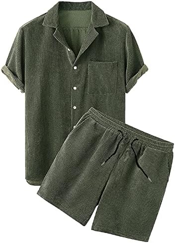 Lulshou 2 חלקים תלבושות של אופנה מזדמנת ונוחה חולצה עם שרוולים קצרים מכנסיים קצרים חליפה בגדים