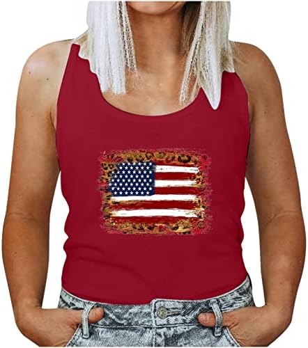 גופית ארהב גופית אמריקאית דגל אמריקאי טנקים מודפסים למעלה לנשים מתנות ליום עצמאות ללא שרוולים מתנות ליום