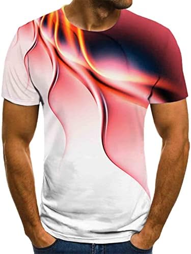 החולצות הטובות ביותר לגברים מגניבים דפוס ברקים דיגיטלי תלת מימדי צוואר עגול שרוול קצר ספורט ספורט ספורט
