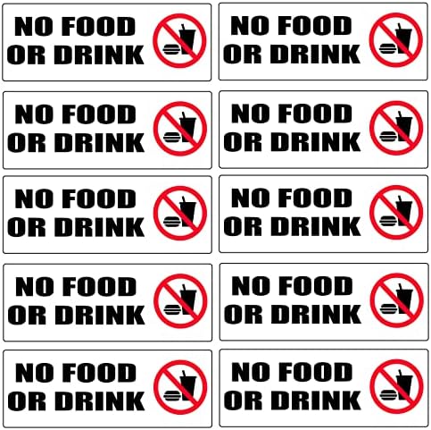 אין אוכל או משקה מותר להתייחס למדבקות אזהרה 9x3 אינץ