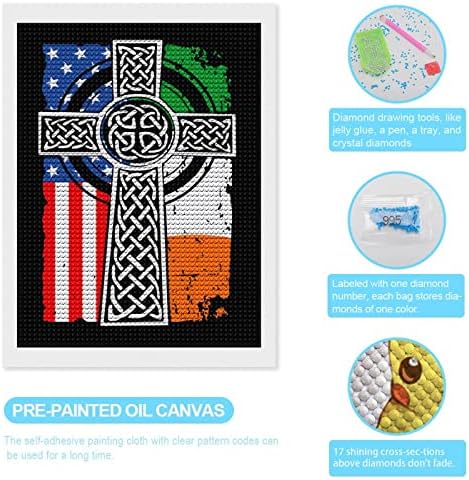 דגל ארהב אירי אמריקאי סלטיק קרוס סנט פטריק יום פטריק ערכות ציור יהלום