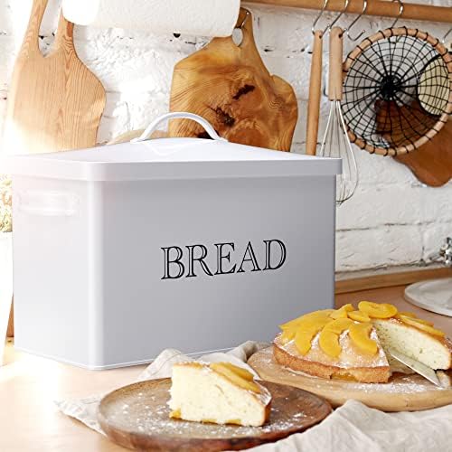 קופסת לחם לבית חווה ג ' רנינט למשטח השיש במטבח-חיסכון במקום, מיכל אחסון לחם בעל קיבולת גדולה-פח