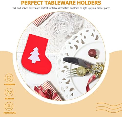 מזלגות כלי כסף 8 יחידות מיני חג המולד גרבי סכום מחזיקי גרבי כלי כסף מחזיקי אדום הרגיש גרבי סכין